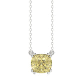 14K WHITE GOLD 1.00CT CUSHION YELLOW DIAMOND LADIES PENDANT